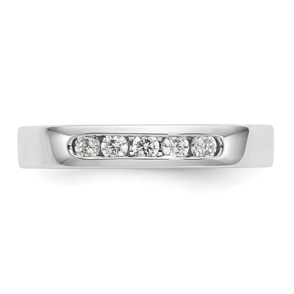 0.25ct. CZ Solid Real 14k White Gold Flat Partial Closed 5-Stone Channel Wedding Band Ring