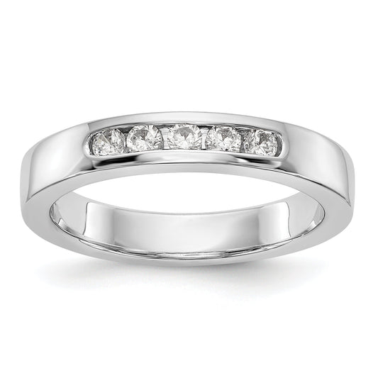 0.25ct. CZ Solid Real 14K White Gold 5-Stone Channel Wedding Band Ring