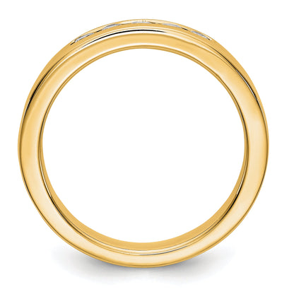 0.25ct. CZ Solid Real 14k Yellow Gold Flat Partial Closed 5-Stone Channel Wedding Band Ring