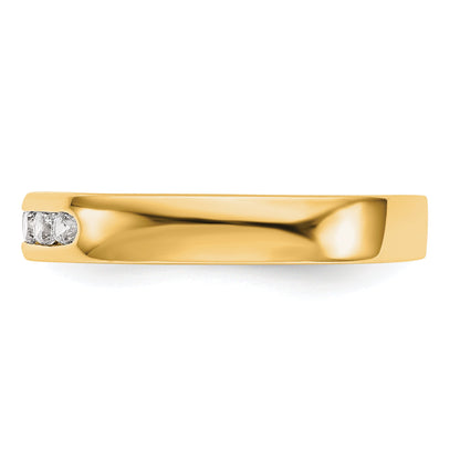 0.25ct. CZ Solid Real 14k Yellow Gold Flat Partial Closed 5-Stone Channel Wedding Band Ring