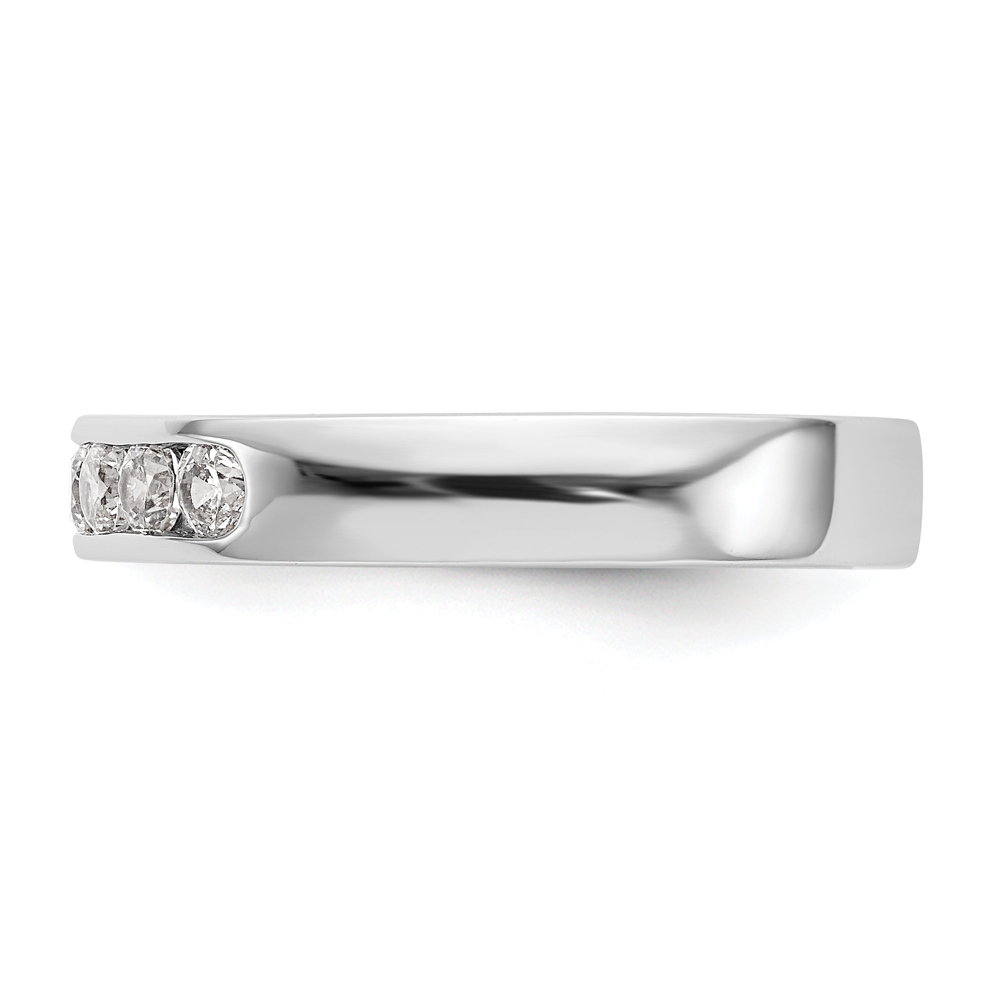 0.30ct. CZ Solid Real 14K White Gold 5-2.5mm Stone  Channel Wedding Band Ring