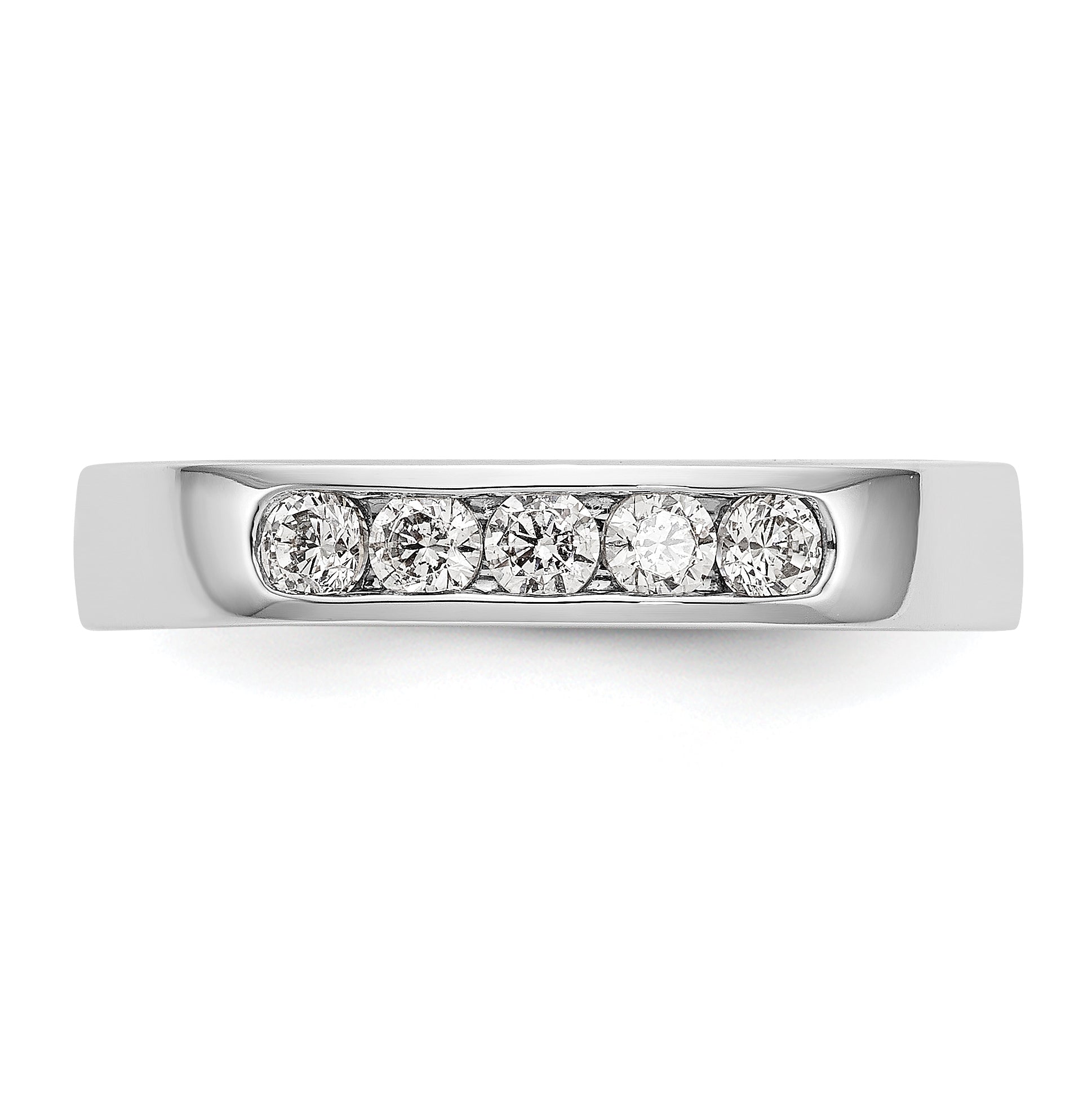 0.30ct. CZ Solid Real 14K White Gold 5-2.5mm Stone  Channel Wedding Band Ring