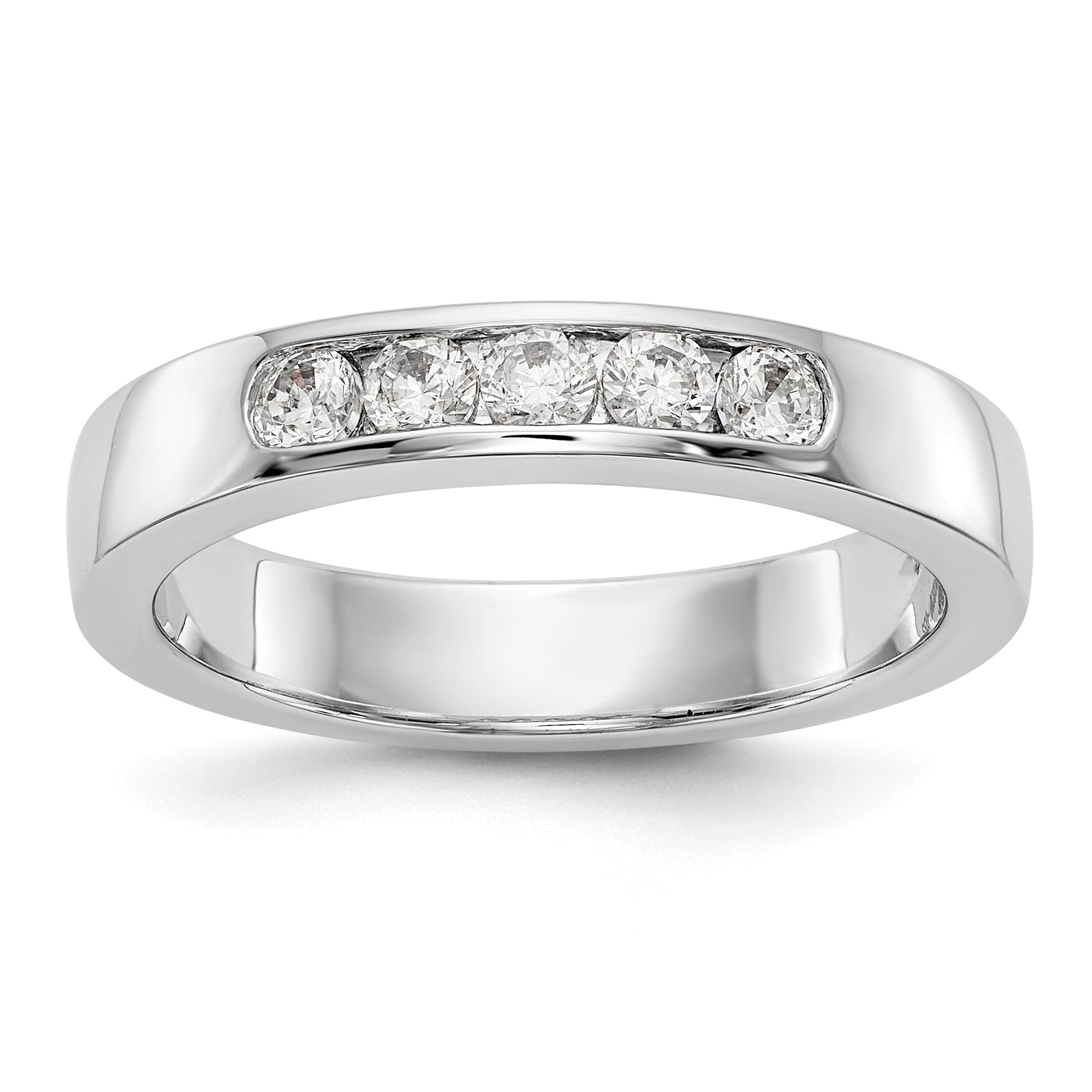 0.30ct. CZ Solid Real 14K White Gold 5-2.5mm Stone  Channel Wedding Band Ring