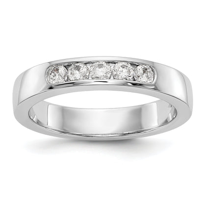 0.30ct. CZ Solid Real 14K White Gold 5-2.5mm Stone  Channel Wedding Band Ring