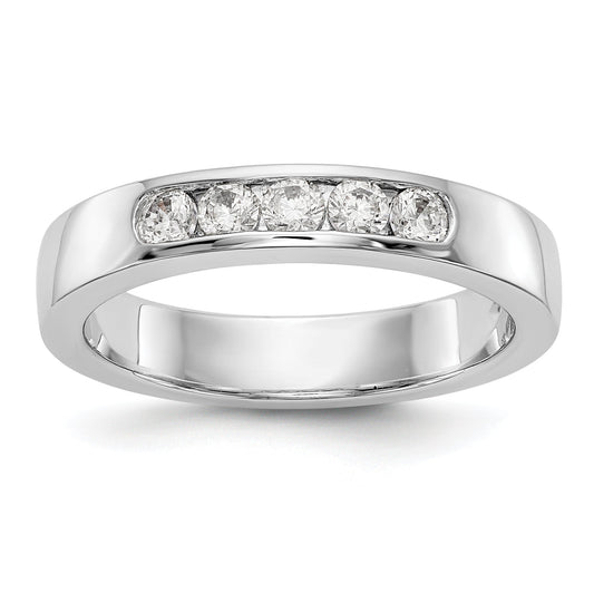0.30ct. CZ Solid Real 14K White Gold 5-2.5mm Stone  Channel Wedding Band Ring