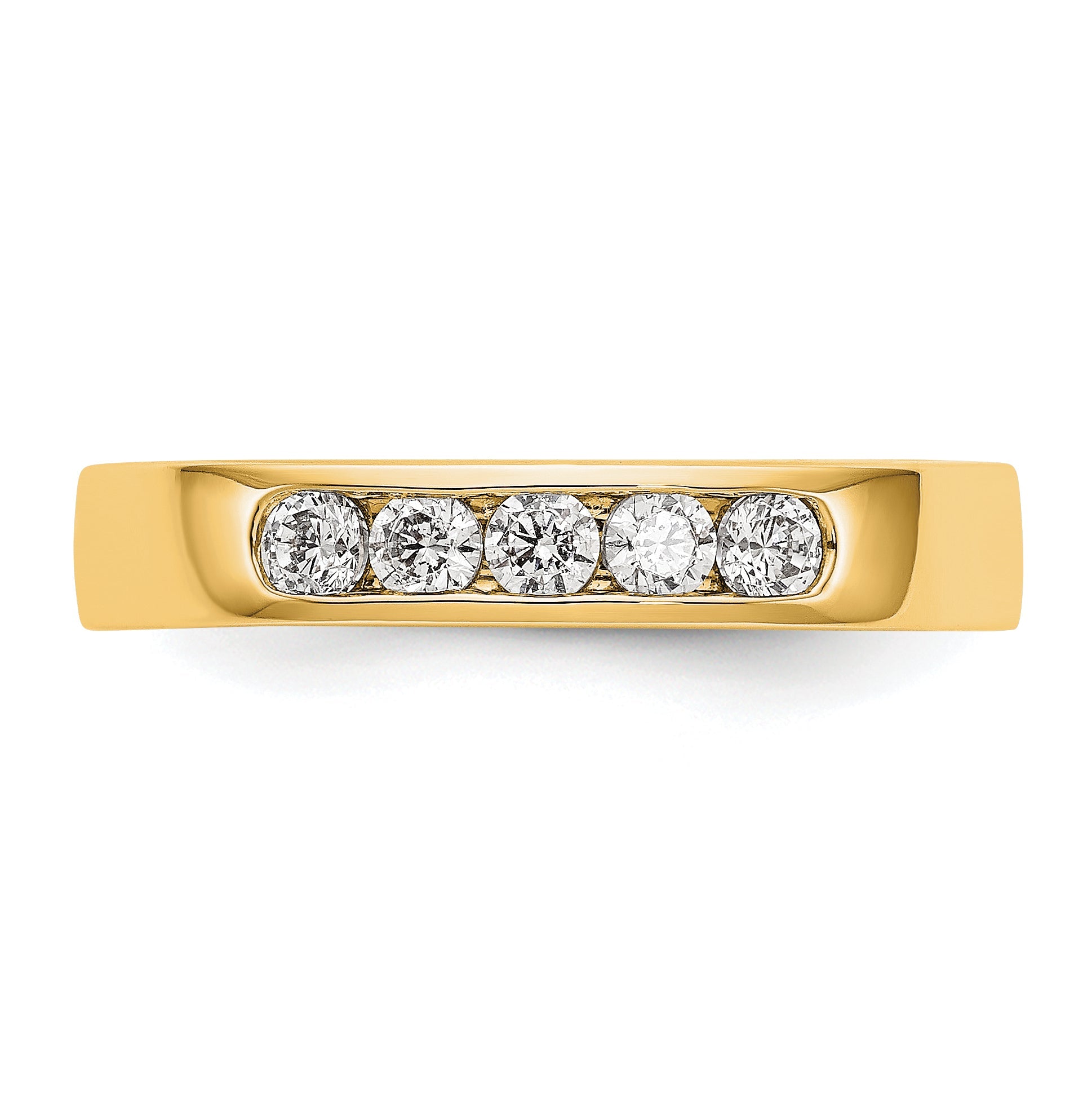 0.30ct. CZ Solid Real 14K Yellow Gold 5-2.5mm Stone Channel Wedding Band Ring