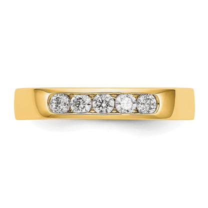 0.30ct. CZ Solid Real 14K Yellow Gold 5-2.5mm Stone Channel Wedding Band Ring