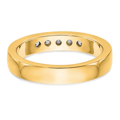 0.30ct. CZ Solid Real 14K Yellow Gold 5-2.5mm Stone Channel Wedding Band Ring
