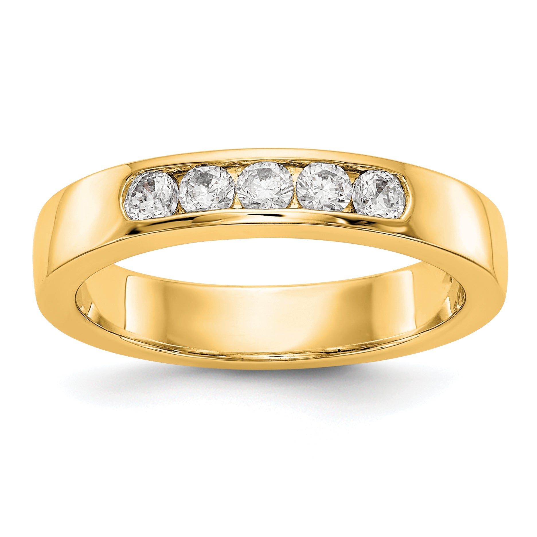 0.30ct. CZ Solid Real 14K Yellow Gold 5-2.5mm Stone Channel Wedding Band Ring