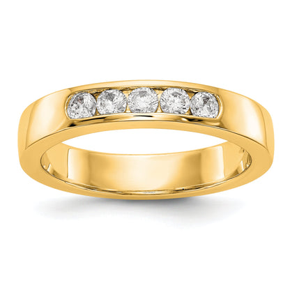 0.30ct. CZ Solid Real 14K Yellow Gold 5-2.5mm Stone Channel Wedding Band Ring