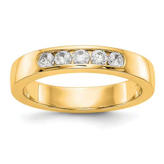 0.30ct. CZ Solid Real 14K Yellow Gold 5-2.5mm Stone Channel Wedding Band Ring