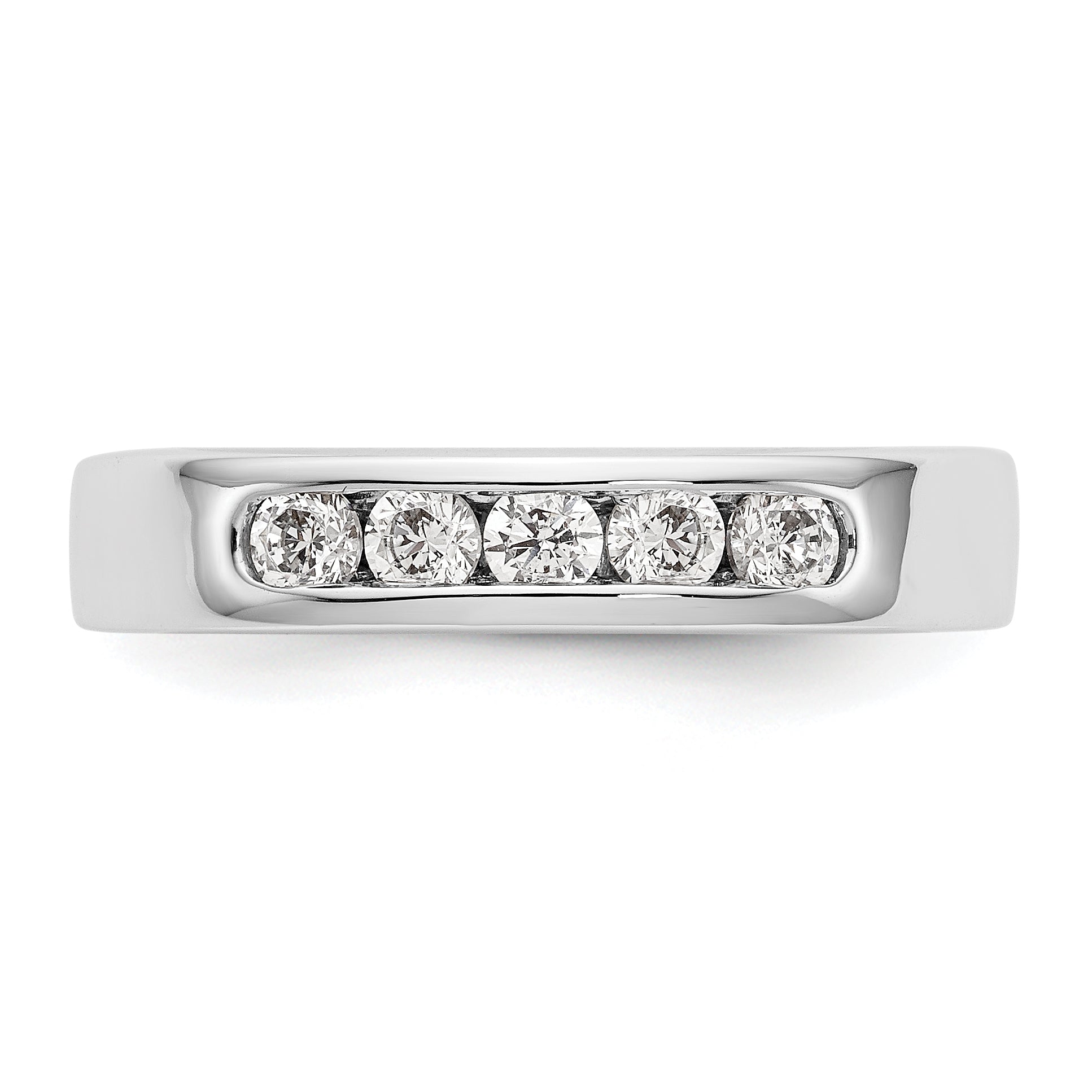 0.35ct. CZ Solid Real 14K White Gold 5-2.6mm Stone Channel Wedding Band Ring