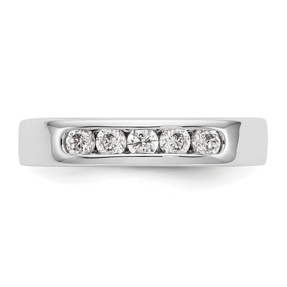 0.35ct. CZ Solid Real 14K White Gold 5-Stone Channel Wedding Band Ring