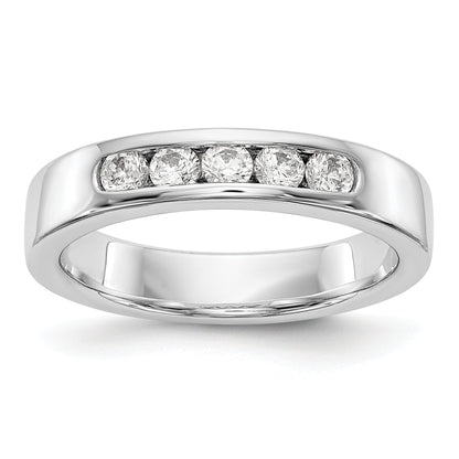 0.35ct. CZ Solid Real 14K White Gold 5-2.6mm Stone Channel Wedding Band Ring