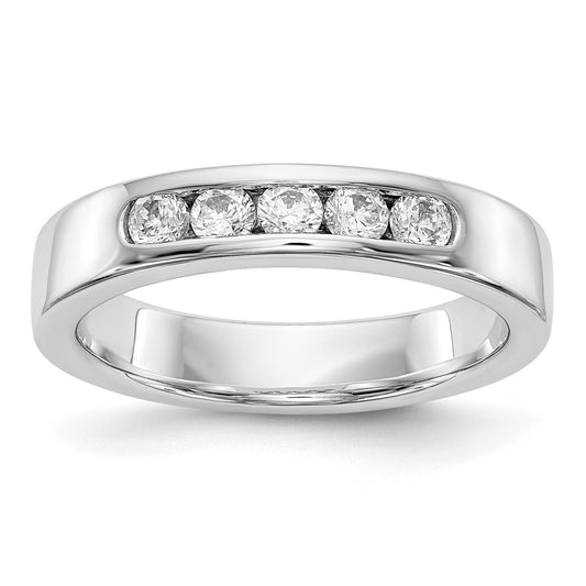 0.35ct. CZ Solid Real 14K White Gold 5-Stone Channel Wedding Band Ring