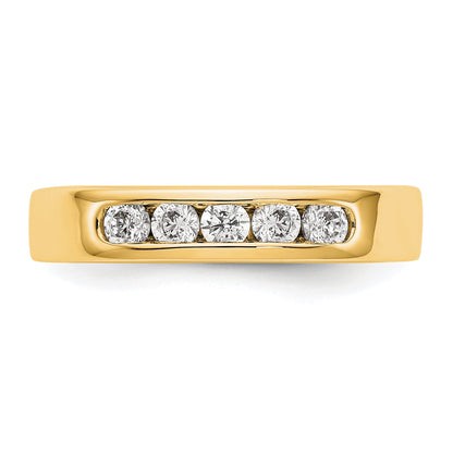 0.35ct. CZ Solid Real 14K Yellow Gold 5-2.6mm Stone Channel Wedding Band Ring