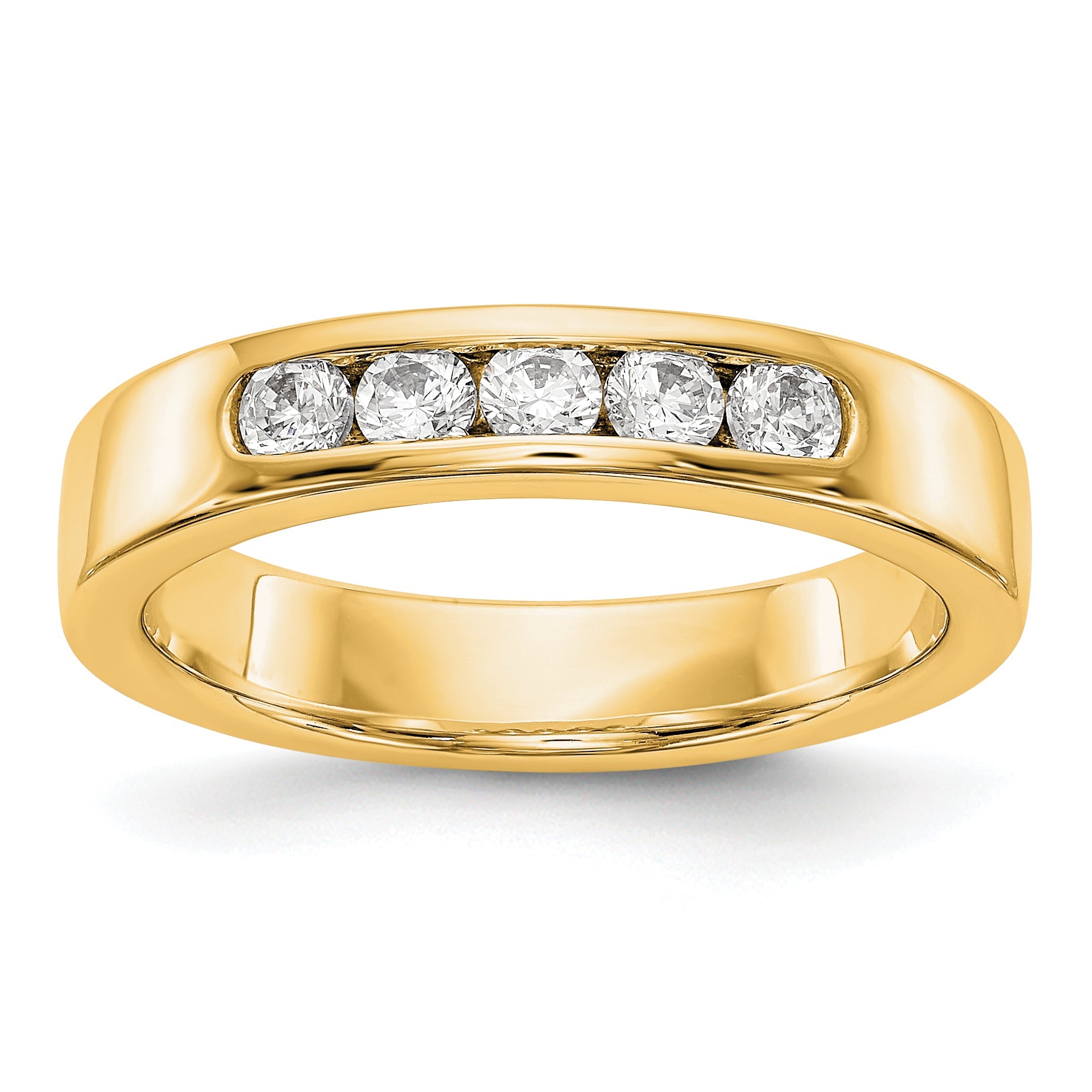 0.35ct. CZ Solid Real 14K Yellow Gold 5-2.6mm Stone Channel Wedding Band Ring