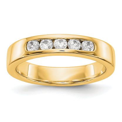 0.35ct. CZ Solid Real 14K Yellow Gold 5-2.6mm Stone Channel Wedding Band Ring