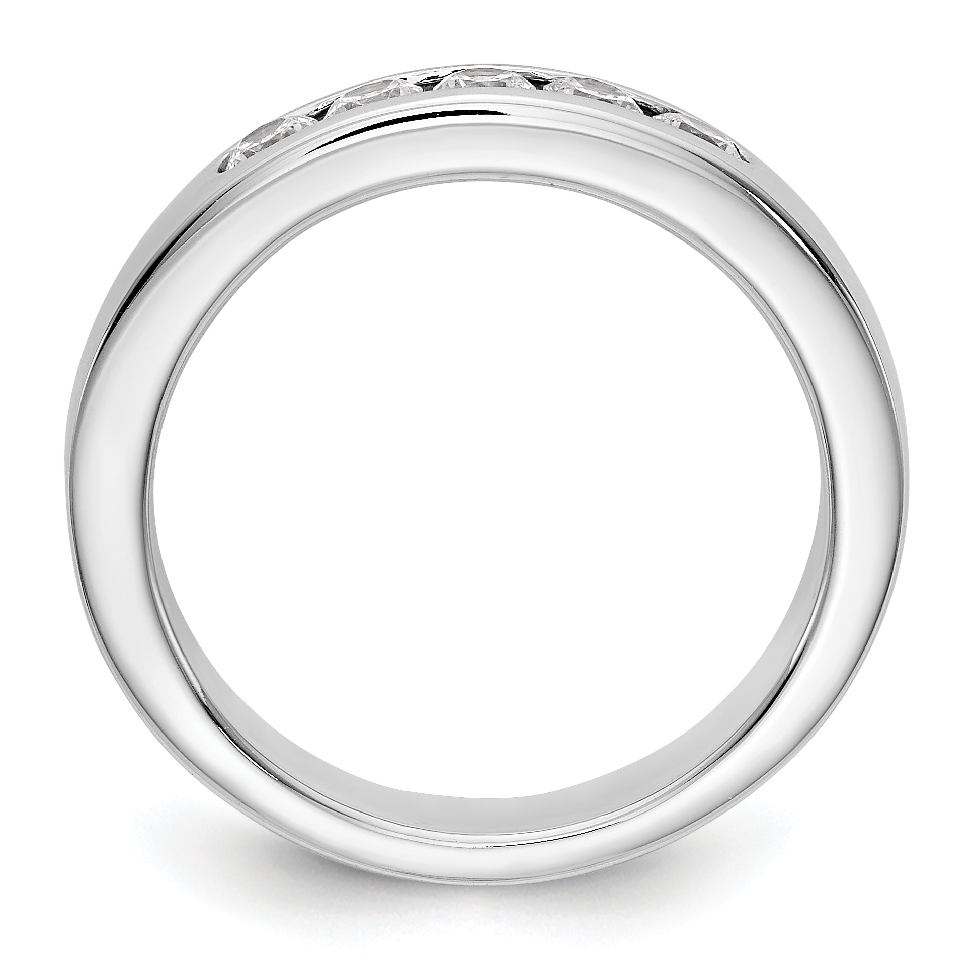 0.40ct. CZ Solid Real 14K White Gold 5-Stone Channel Wedding Band Ring