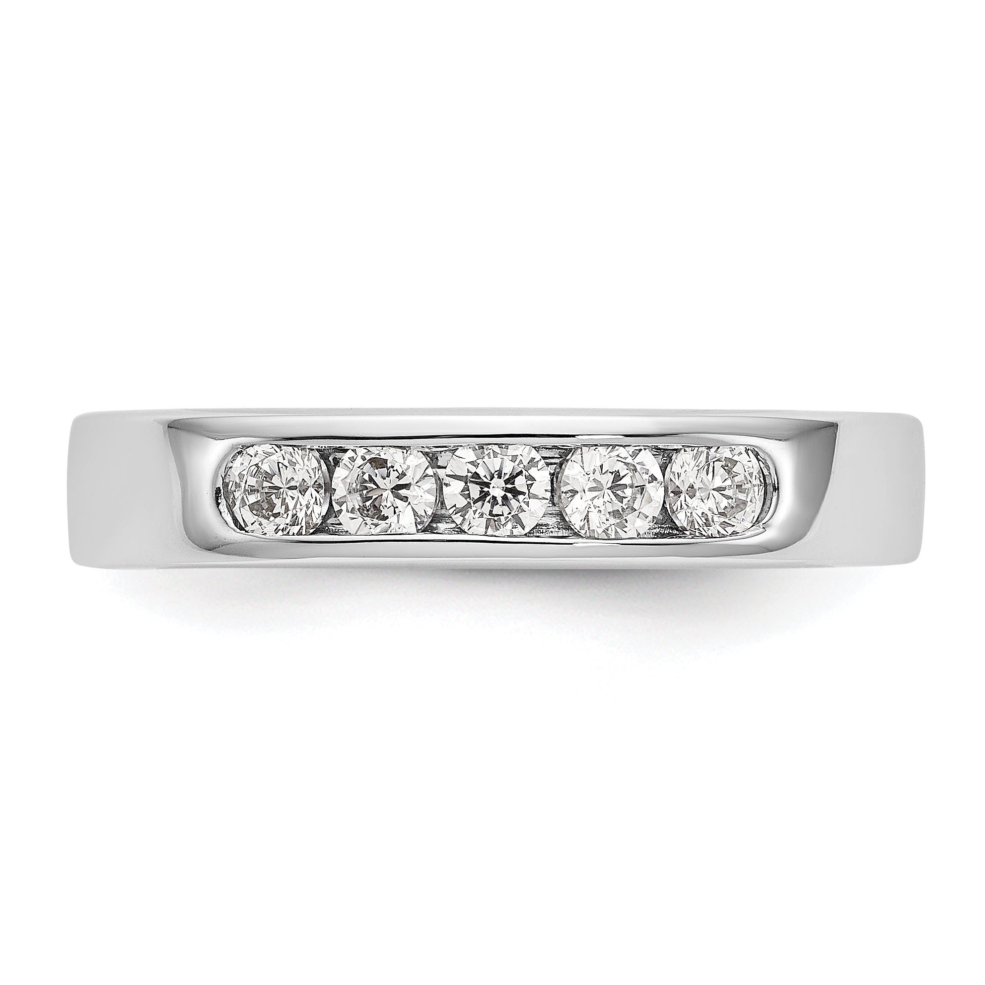 0.40ct. CZ Solid Real 14K White Gold 5-Stone Channel Wedding Band Ring