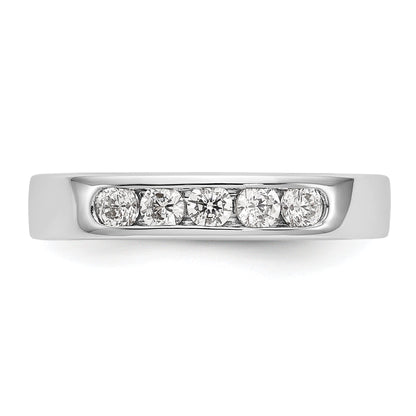 0.40ct. CZ Solid Real 14K White Gold 5-Stone Channel Wedding Band Ring