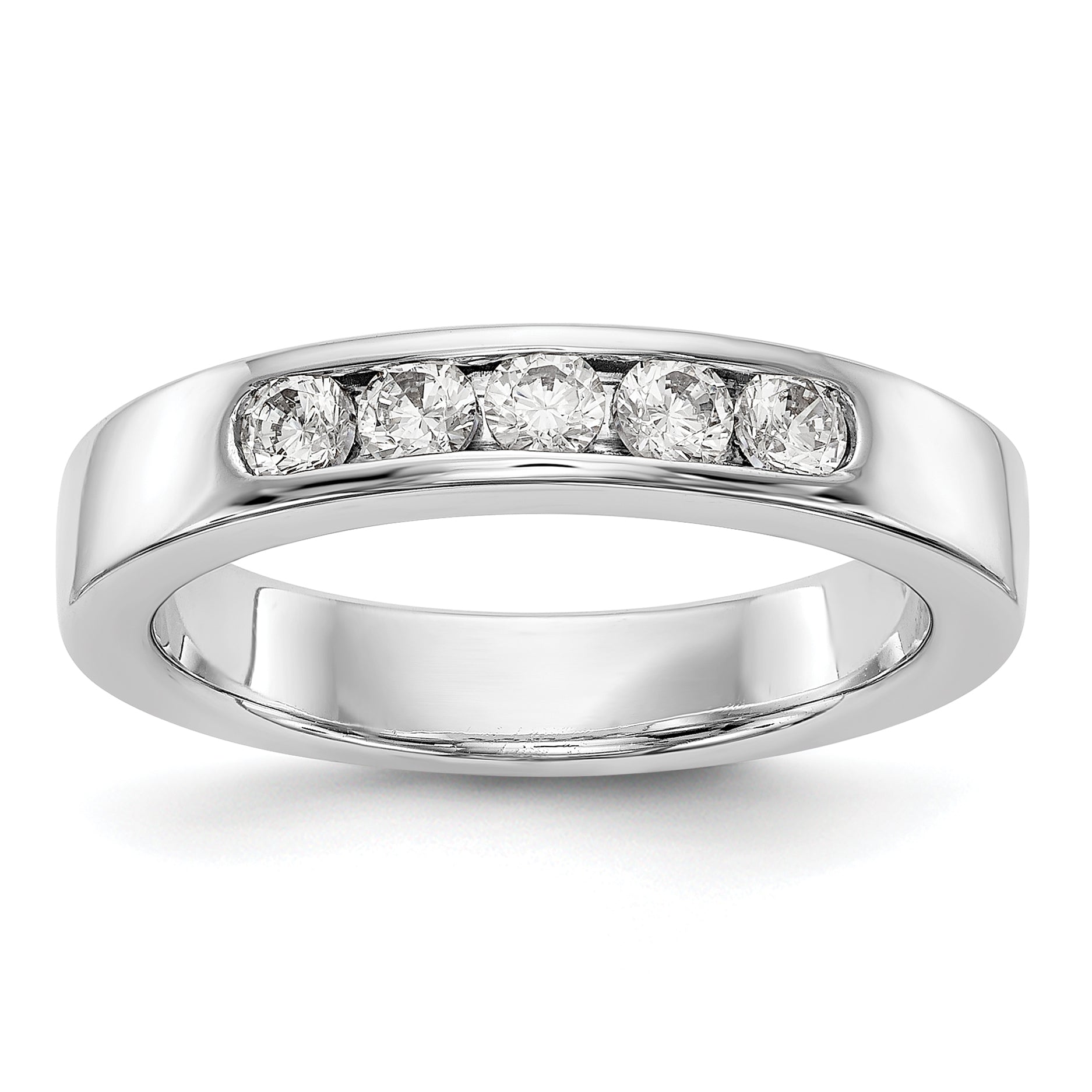 0.40ct. CZ Solid Real 14K White Gold 5-2.7mm Stone Channel Wedding Band Ring