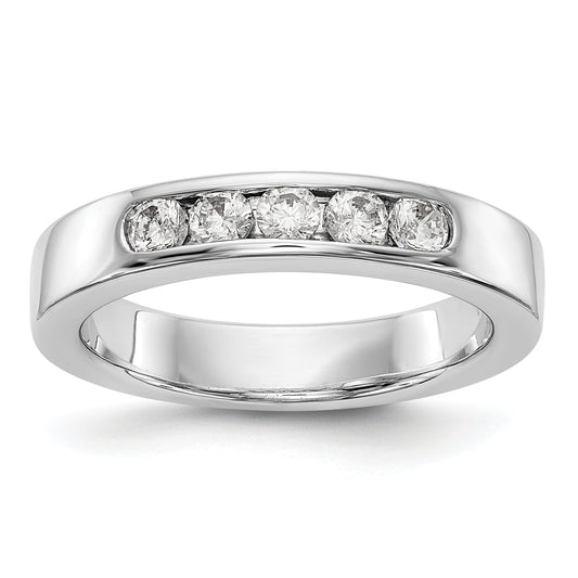 0.40ct. CZ Solid Real 14K White Gold 5-2.7mm Stone Channel Wedding Band Ring