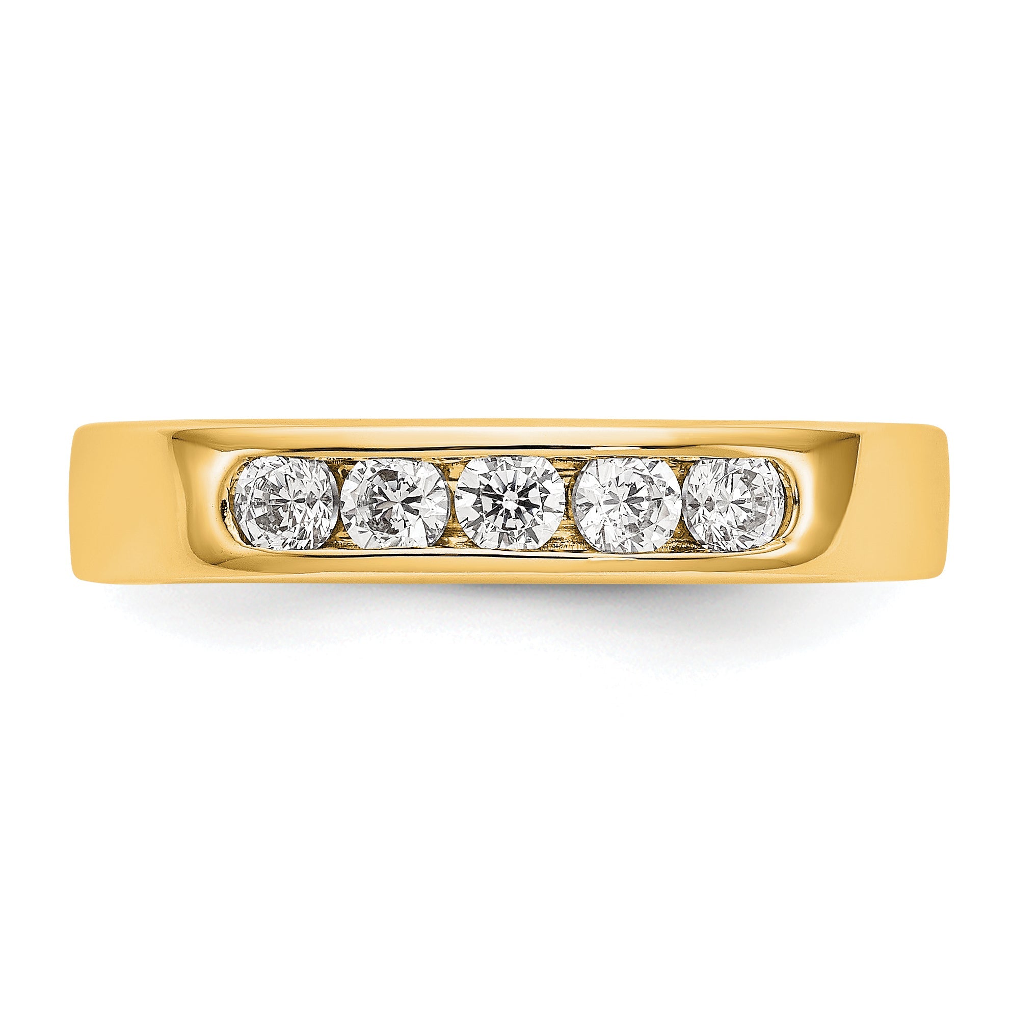 0.40ct. CZ Solid Real 14K Yellow Gold 5-2.7mm Stone Channel Wedding Band Ring