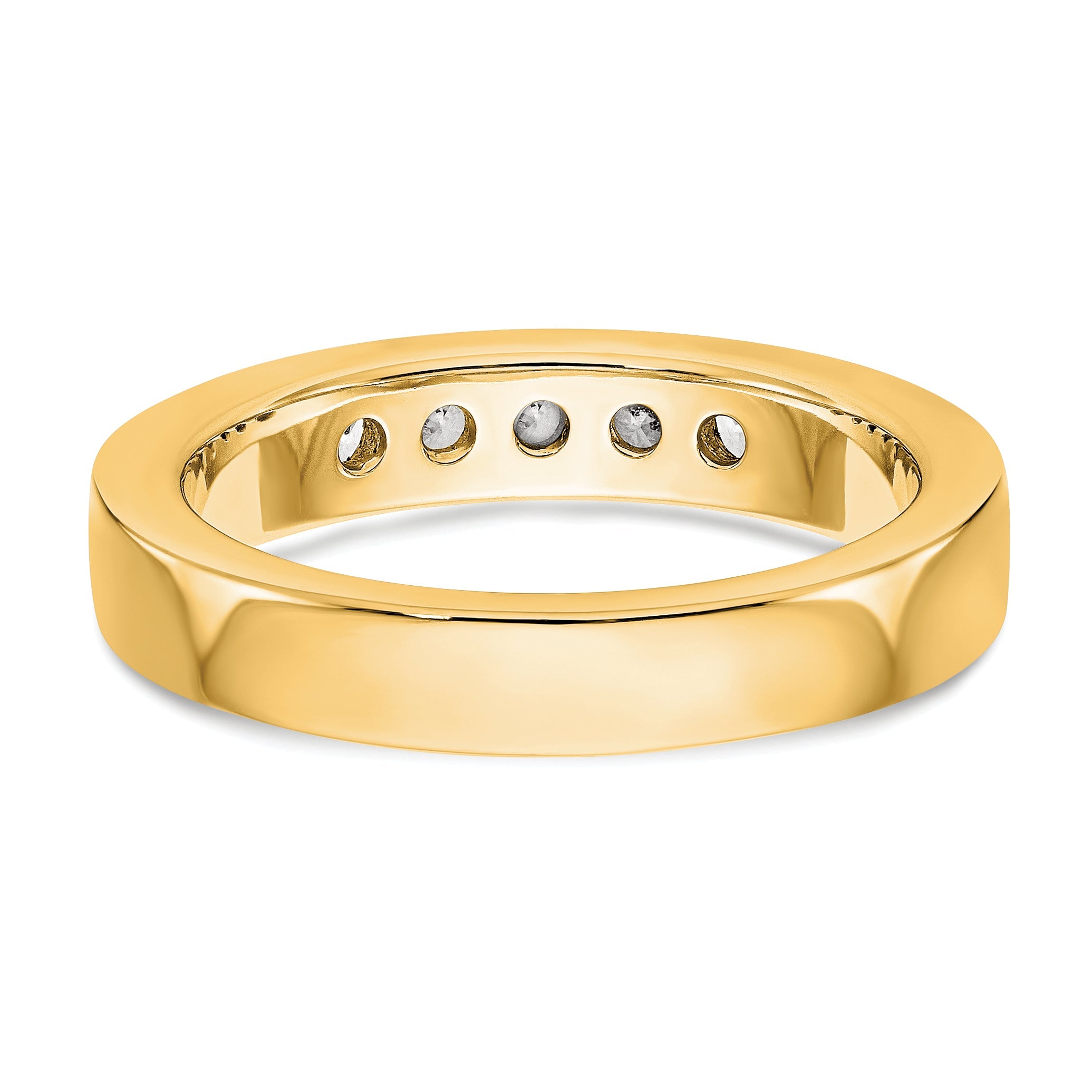 0.40ct. CZ Solid Real 14K Yellow Gold 5-2.7mm Stone Channel Wedding Band Ring
