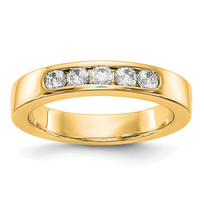 0.40ct. CZ Solid Real 14K Yellow Gold 5-2.7mm Stone Channel Wedding Band Ring