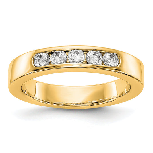 0.40ct. CZ Solid Real 14K Yellow Gold 5-2.7mm Stone Channel Wedding Band Ring