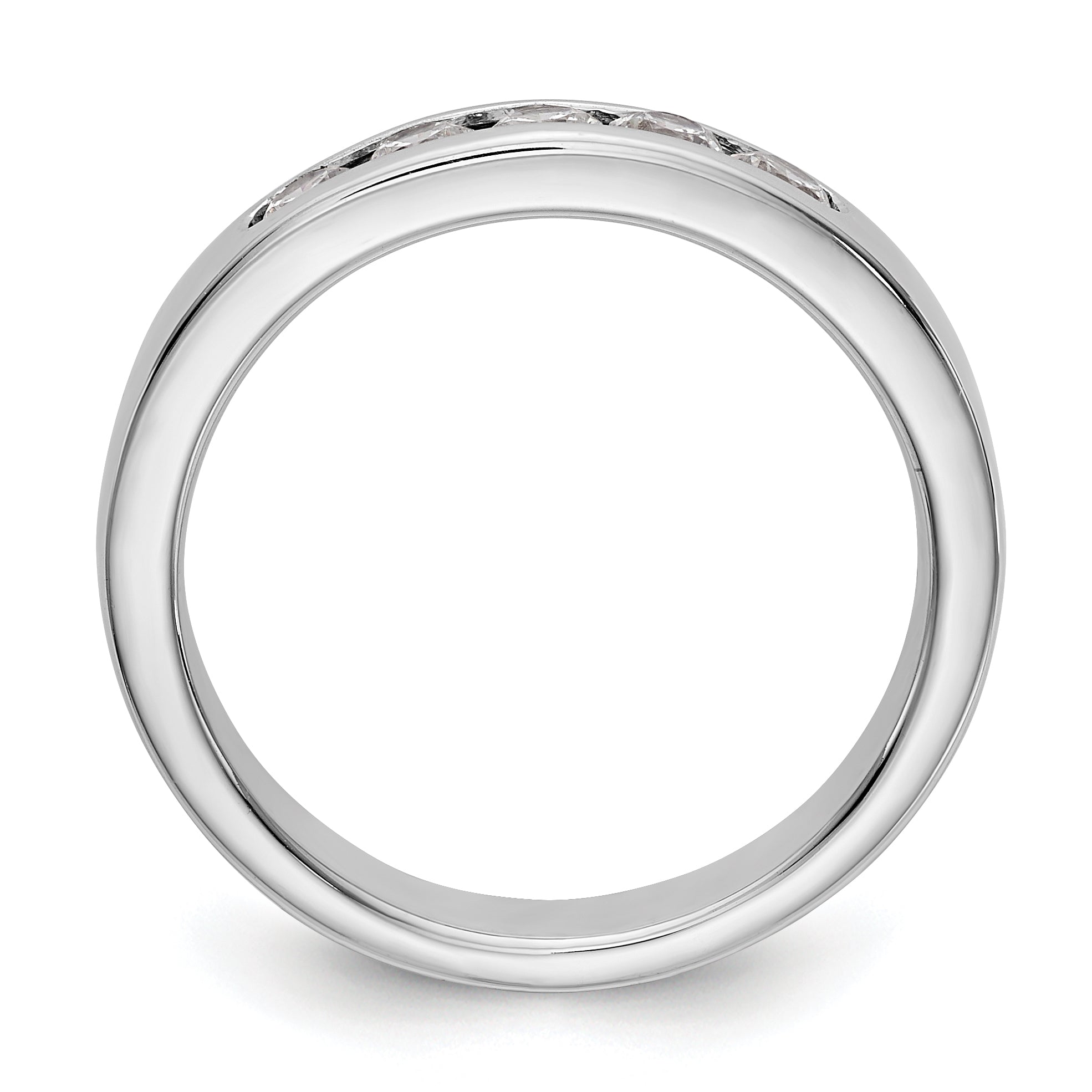 0.45ct. CZ Solid Real 14K White Gold 5-2.8mm Stone Channel Wedding Band Ring