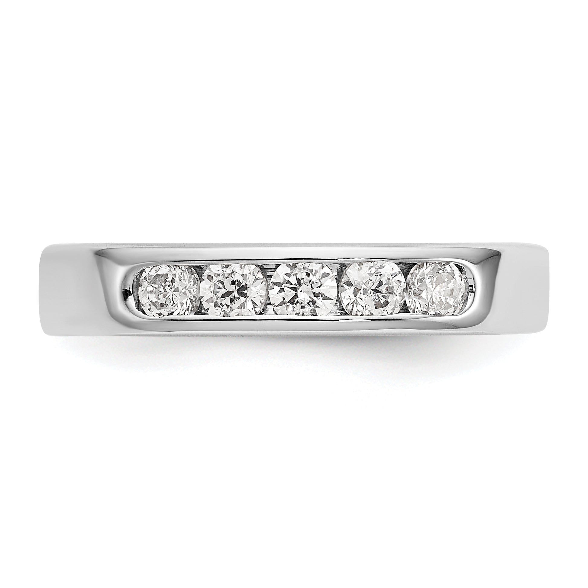 0.45ct. CZ Solid Real 14K White Gold 5-2.8mm Stone Channel Wedding Band Ring