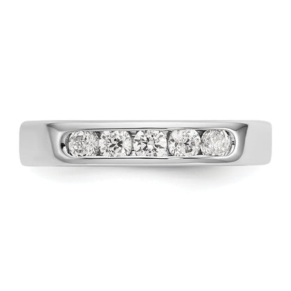 0.45ct. CZ Solid Real 14K White Gold 5-2.8mm Stone Channel Wedding Band Ring