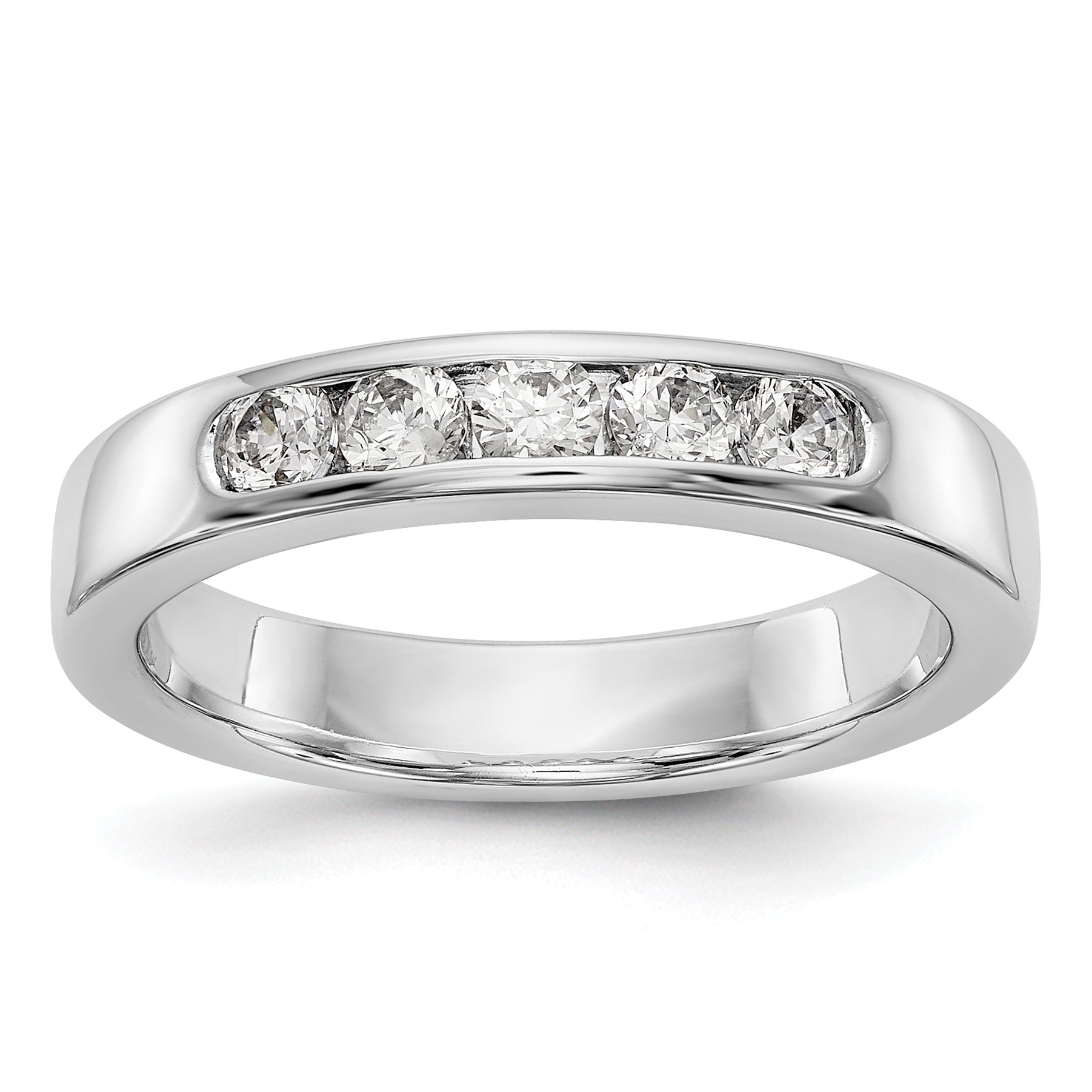 0.45ct. CZ Solid Real 14K White Gold 5-2.8mm Stone Channel Wedding Band Ring