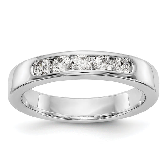 0.45ct. CZ Solid Real 14K White Gold 5-2.8mm Stone Channel Wedding Band Ring