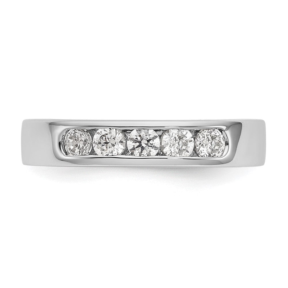 14K White Gold 5-Stone Real Diamond Channel Band