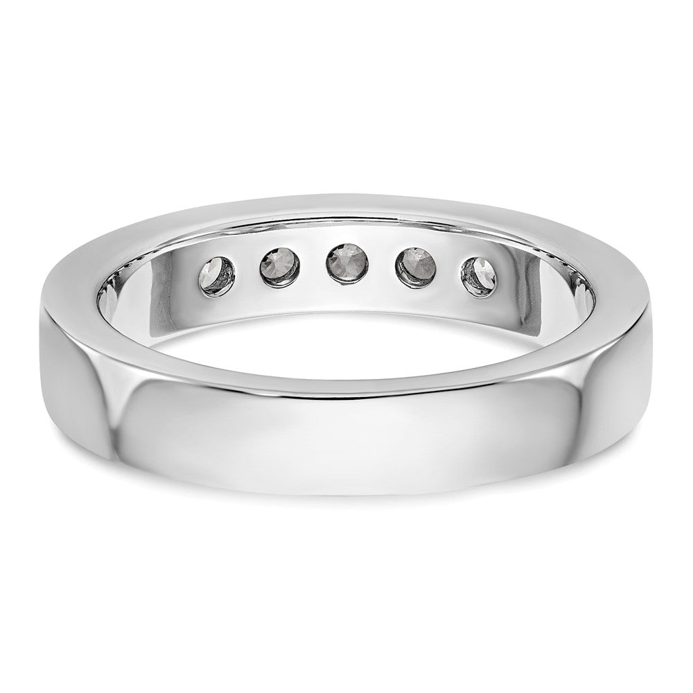 14K White Gold 5-Stone Real Diamond Channel Band