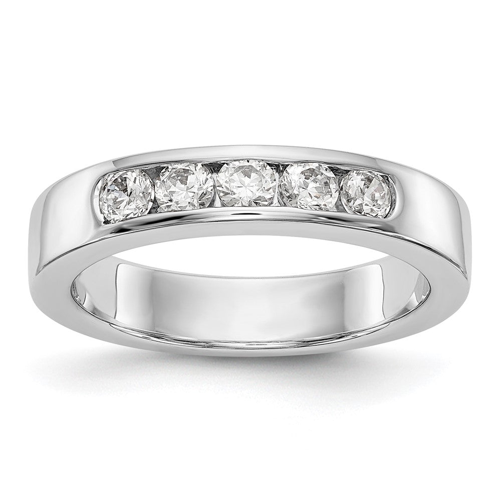 14K White Gold 5-Stone Real Diamond Channel Band