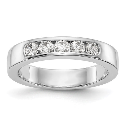 14K White Gold 5-Stone Real Diamond Channel Band