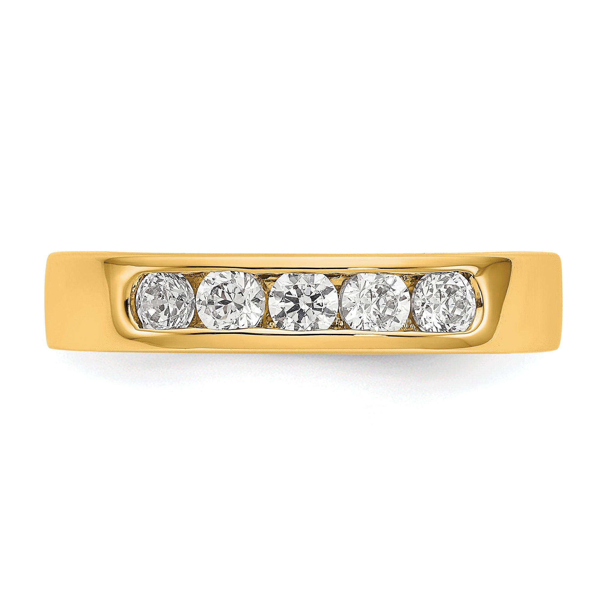 0.47ct. CZ Solid Real 14K Yellow Gold 5-2.9mm Stone Channel Wedding Band Ring