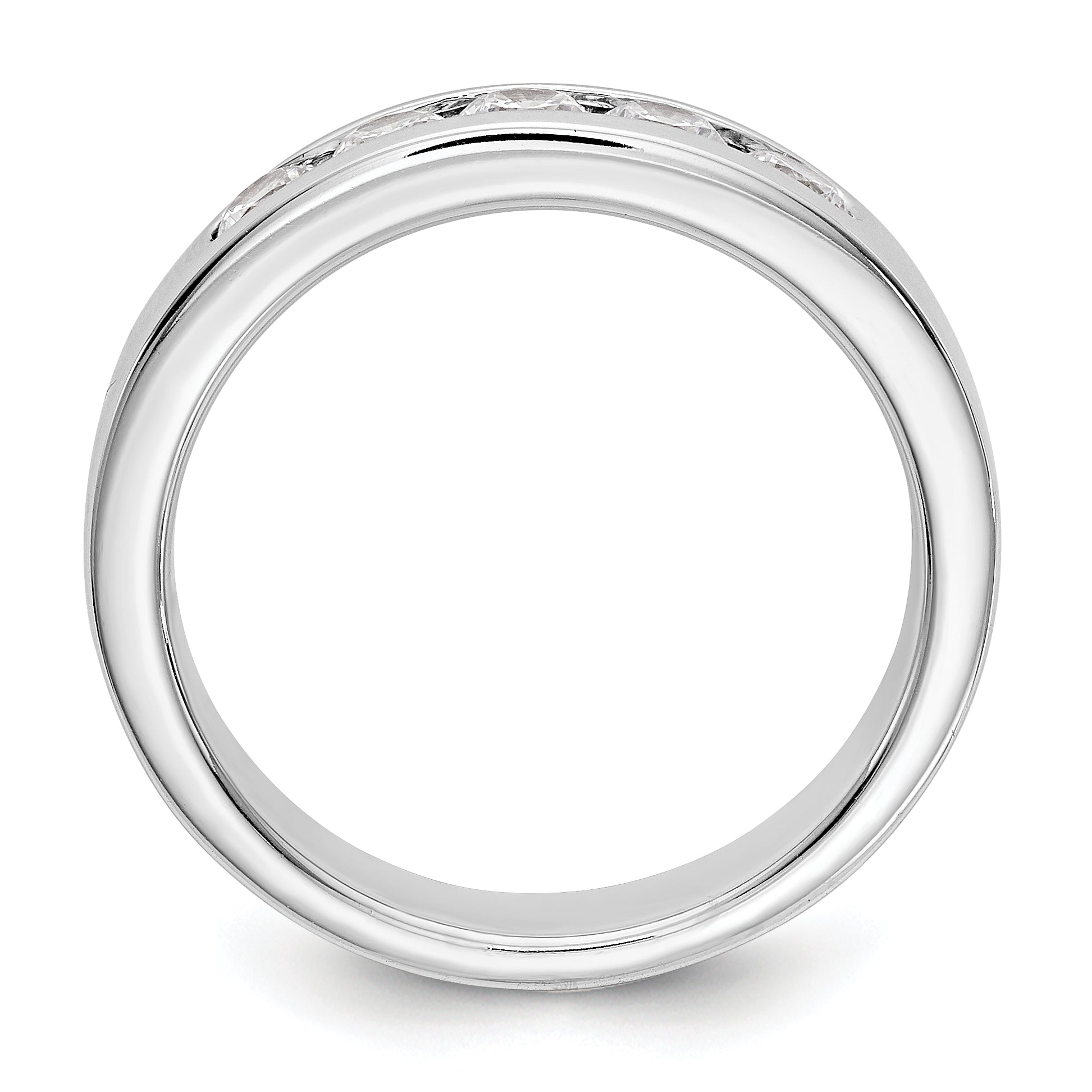 0.58ct. CZ Solid Real 14K White Gold 5-3.1mm Stone Channel Wedding Band Ring