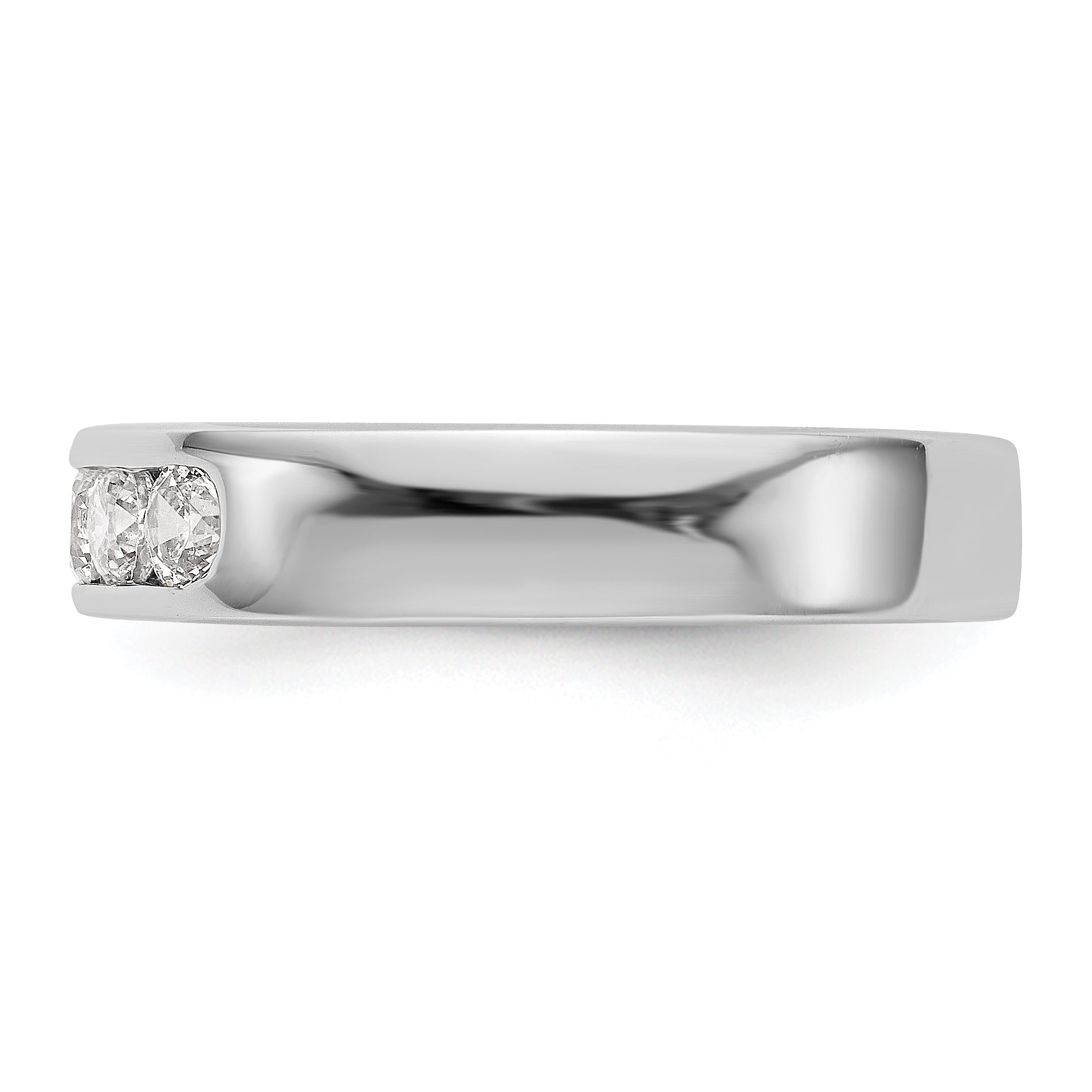 0.58ct. CZ Solid Real 14K White Gold 5-3.1mm Stone Channel Wedding Band Ring