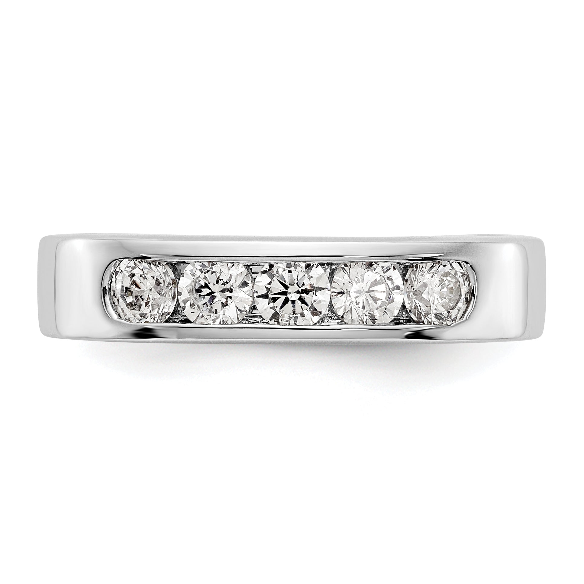 0.58ct. CZ Solid Real 14K White Gold 5-Stone Channel Wedding Band Ring