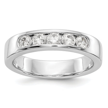 0.58ct. CZ Solid Real 14K White Gold 5-Stone Channel Wedding Band Ring