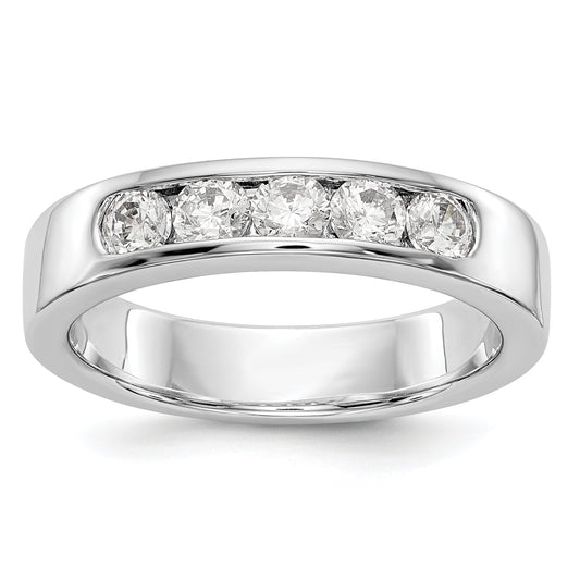 0.58ct. CZ Solid Real 14K White Gold 5-Stone Channel Wedding Band Ring