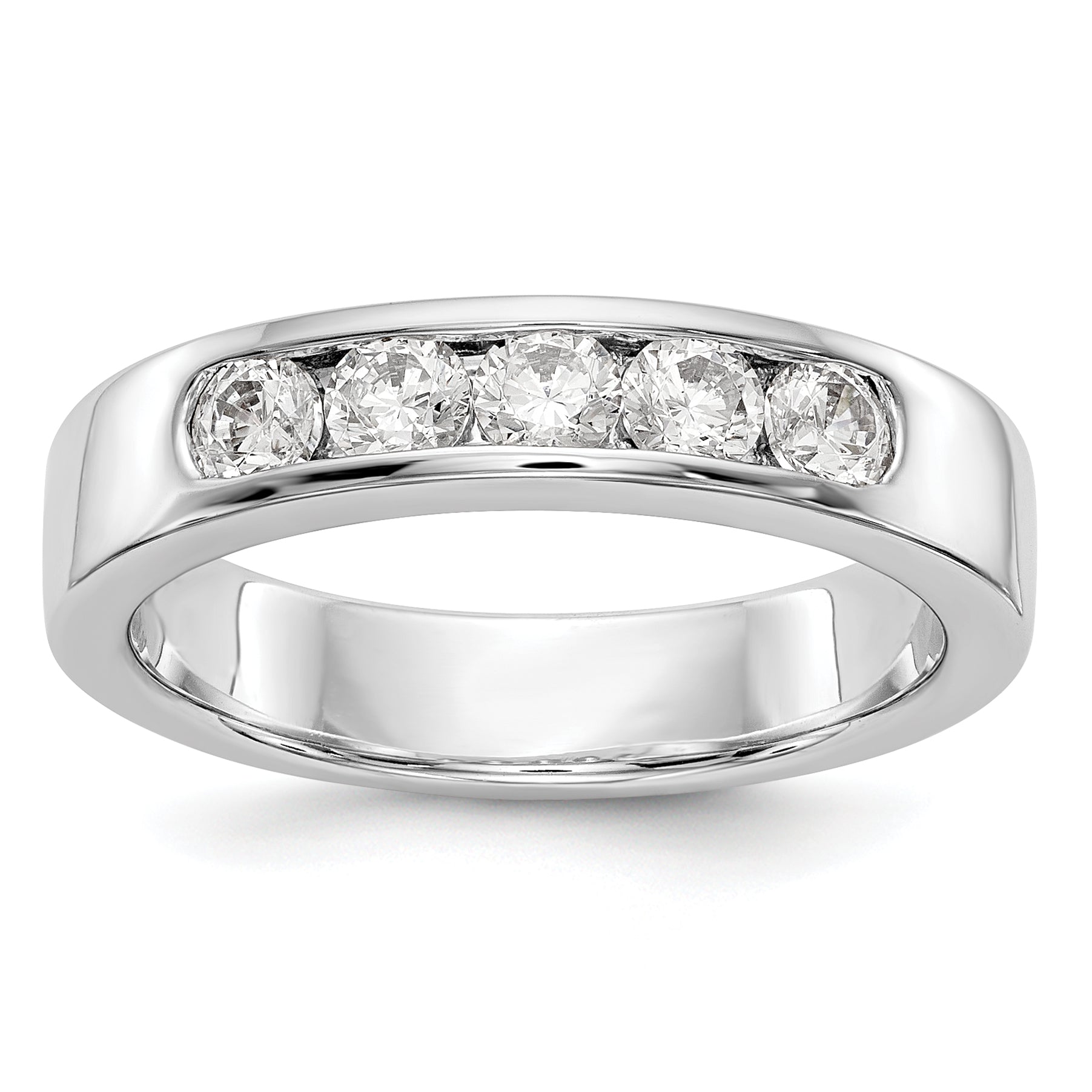 0.58ct. CZ Solid Real 14K White Gold 5-3.1mm Stone Channel Wedding Band Ring