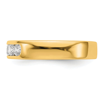 0.58ct. CZ Solid Real 14K Yellow Gold 5-3.1mm Stone Channel Wedding Band Ring
