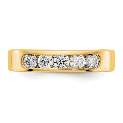 0.58ct. CZ Solid Real 14K Yellow Gold 5-3.1mm Stone Channel Wedding Band Ring