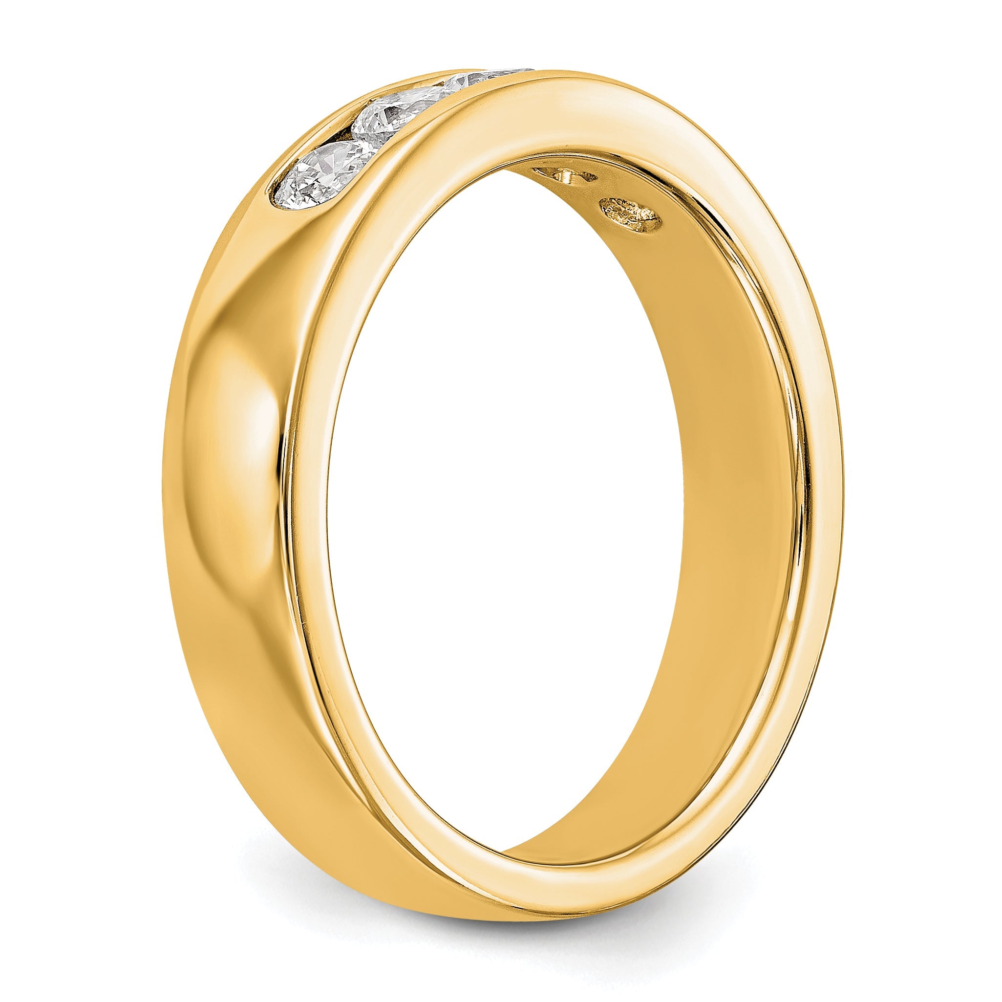 0.58ct. CZ Solid Real 14K Yellow Gold 5-3.1mm Stone Channel Wedding Band Ring